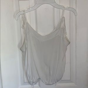 WHITE SHEER CROP TANK TOP WITH TIES